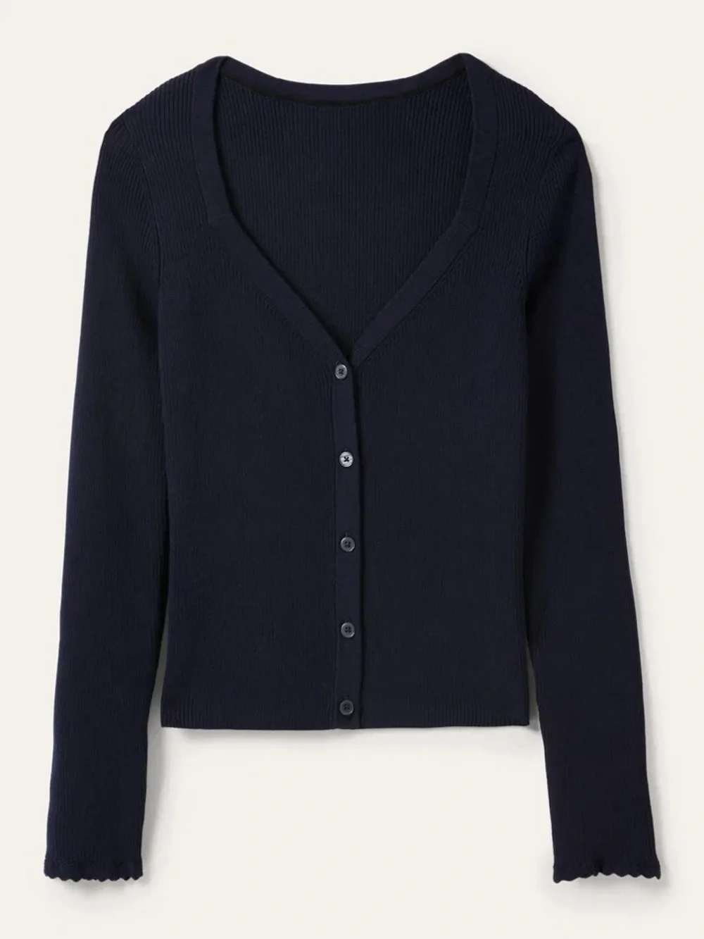 NWOT Boden Ribbed Sweetheart Cardigan Sweater Black K0687 12 - Picture 5 of 12